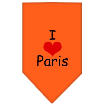 I Heart Paris Screen Print Bandana Orange Large