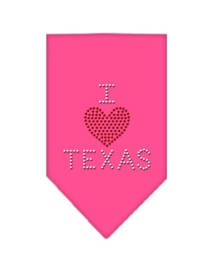 I Heart Texas Rhinestone Bandana Bright Pink Large