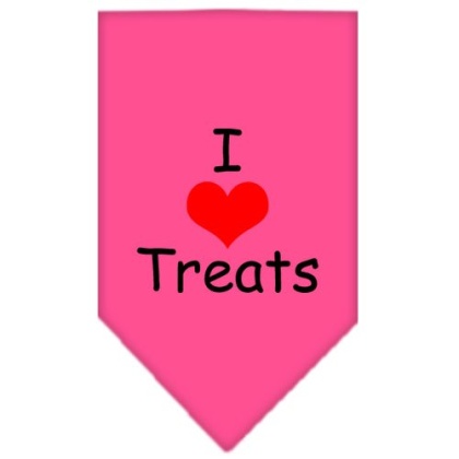 I Heart Treats Screen Print Bandana Bright Pink Large