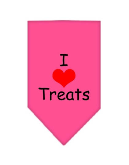 I Heart Treats Screen Print Bandana Bright Pink Large