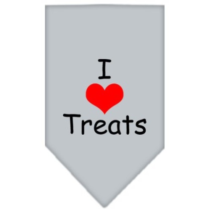 I Heart Treats Screen Print Bandana Grey Large