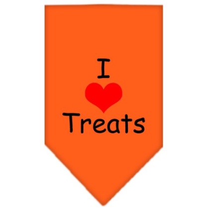 I Heart Treats Screen Print Bandana Orange Large