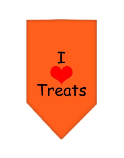 I Heart Treats Screen Print Bandana Orange Large