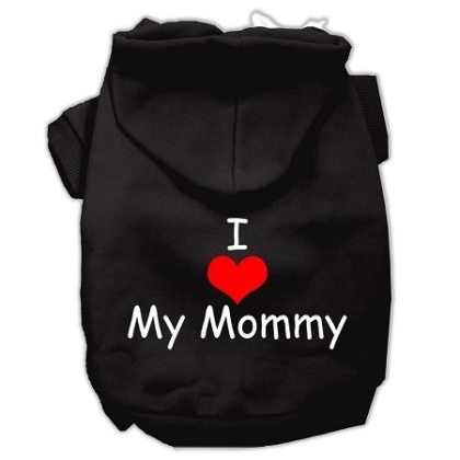 I Love My Mommy Screen Print Pet Hoodies Black Size Lg