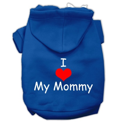 I Love My Mommy Screen Print Pet Hoodies Blue Size Lg