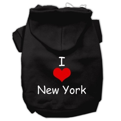 I Love New York Screen Print Pet Hoodies Black Size Lg