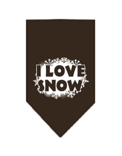 I Love Snow Screen Print Bandana Cocoa Large