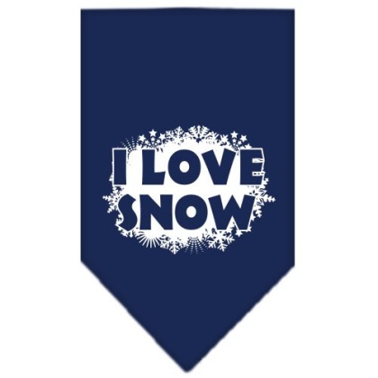 I Love Snow Screen Print Bandana Navy Blue large