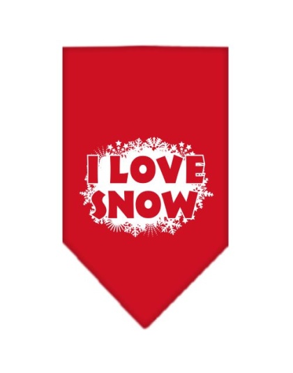 I Love Snow Screen Print Bandana Red Large