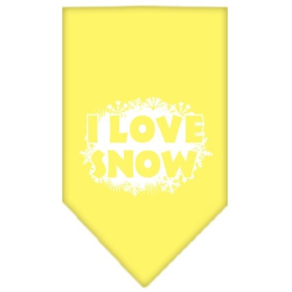 I Love Snow Screen Print Bandana Yellow Large