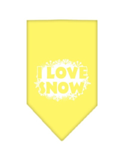 I Love Snow Screen Print Bandana Yellow Large