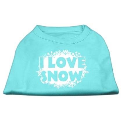 I Love Snow Screenprint Shirts Aqua L