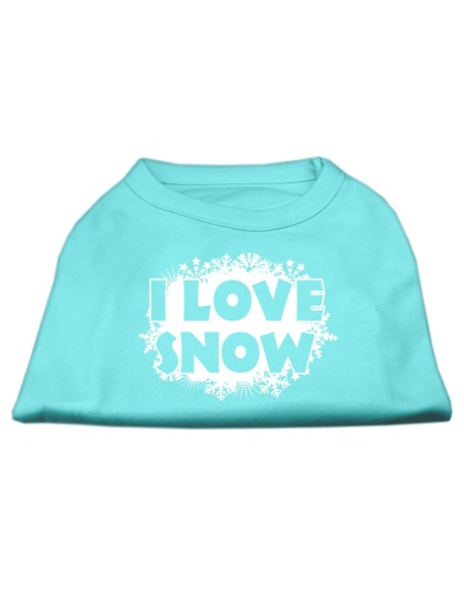 I Love Snow Screenprint Shirts Aqua L