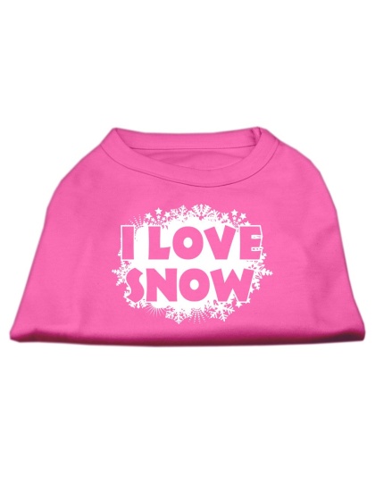 I Love Snow Screenprint Shirts Bright Pink L