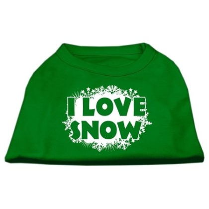 I Love Snow Screenprint Shirts Emerald Green Lg