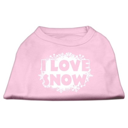 I Love Snow Screenprint Shirts Light Pink L