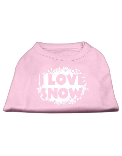 I Love Snow Screenprint Shirts Light Pink L