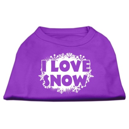 I Love Snow Screenprint Shirts Purple L