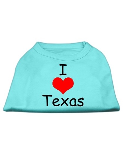 I Love Texas Screen Print Shirts Aqua Lg