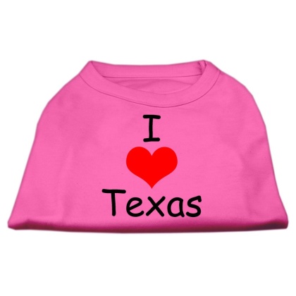 I Love Texas Screen Print Shirts Bright Pink Lg