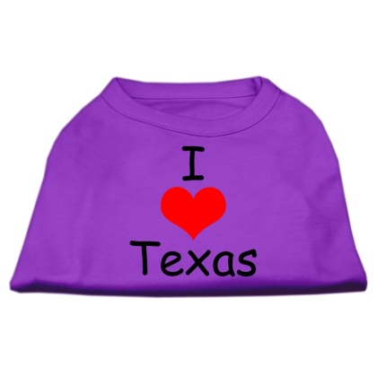 I Love Texas Screen Print Shirts Purple Lg