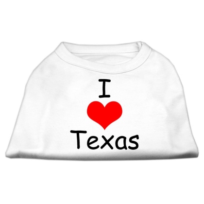 I Love Texas Screen Print Shirts White Lg