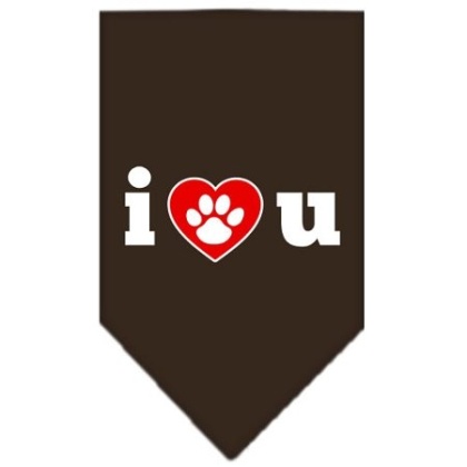 I Love U Screen Print Bandana Cocoa Large