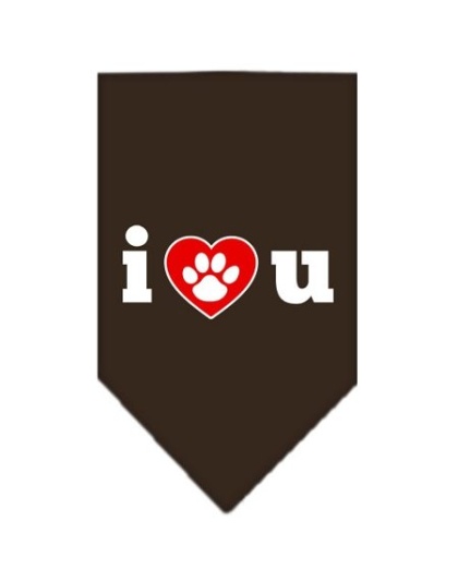 I Love U Screen Print Bandana Cocoa Large