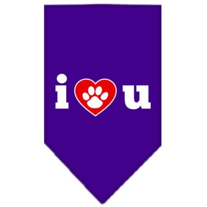 I Love U Screen Print Bandana Purple Large