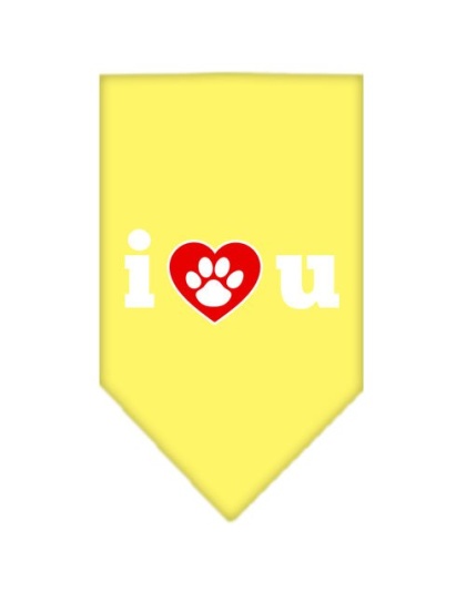 I Love U Screen Print Bandana Yellow Large