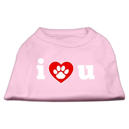 I Love U Screen Print Shirt Light Pink Lg