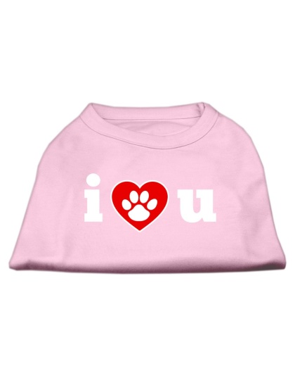 I Love U Screen Print Shirt Light Pink Lg