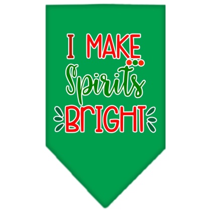 I Make Spirits Bright Screen Print Bandana Emerald Green Large