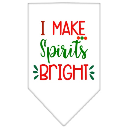 I Make Spirits Bright Screen Print Bandana White Large