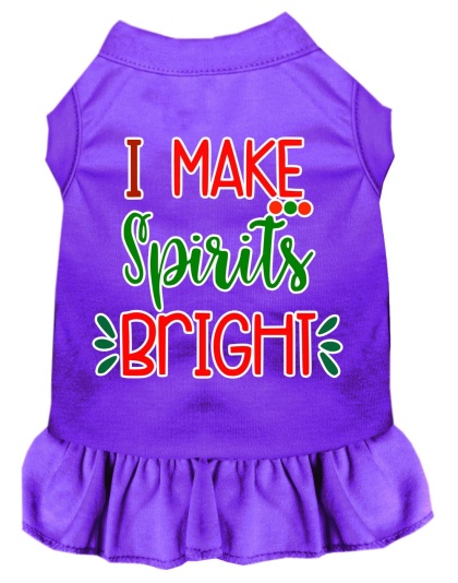 I Make Spirits Bright Screen Print Dog Dress Purple 4X