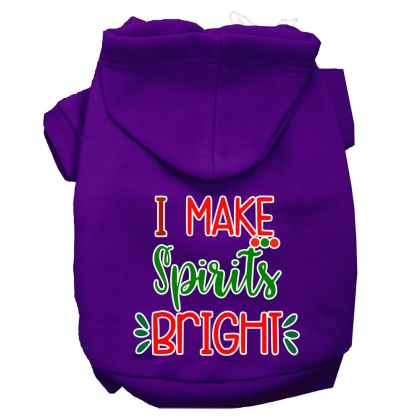 I Make Spirits Bright Screen Print Dog Hoodie Purple L