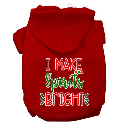 I Make Spirits Bright Screen Print Dog Hoodie Red L