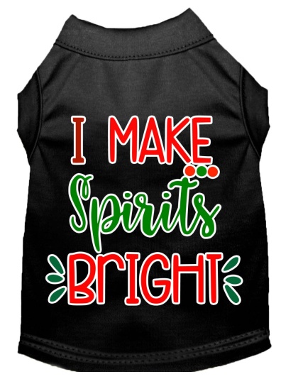 I Make Spirits Bright Screen Print Dog Shirt Black Lg