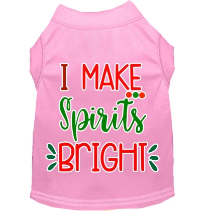 I Make Spirits Bright Screen Print Dog Shirt Light Pink Lg