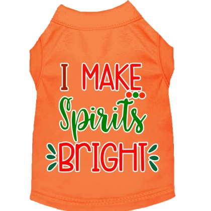 I Make Spirits Bright Screen Print Dog Shirt Orange Lg