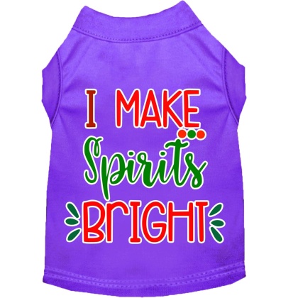 I Make Spirits Bright Screen Print Dog Shirt Purple Lg