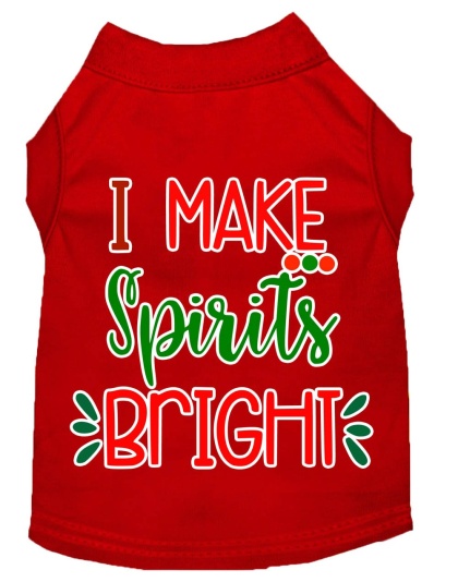 I Make Spirits Bright Screen Print Dog Shirt Red Lg