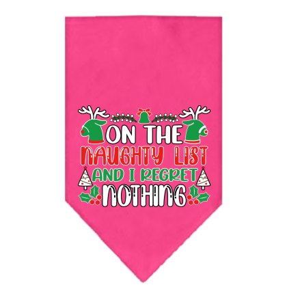 I Regret Nothing Screen Print Bandana Bright Pink Size Small