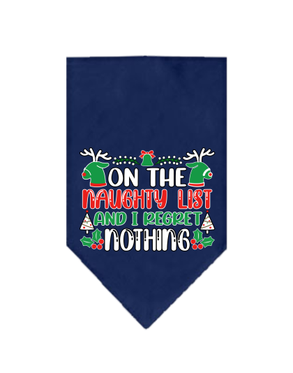 I Regret Nothing Screen Print Bandana Navy Blue Size Small