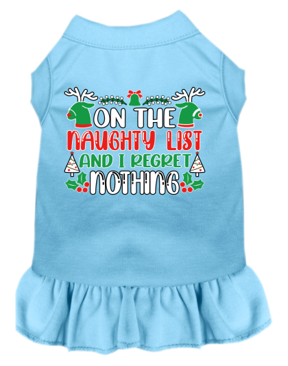 I Regret Nothing Screen Print Dog Dress Baby Blue Size XS
