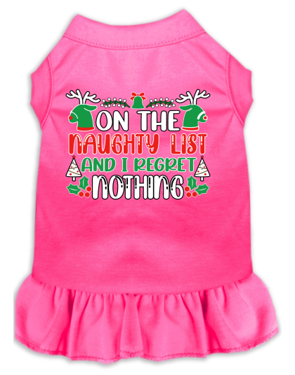I Regret Nothing Screen Print Dog Dress Bright Pink Size XS
