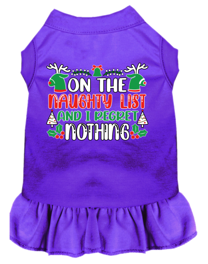 I Regret Nothing Screen Print Dog Dress Purple Size XS
