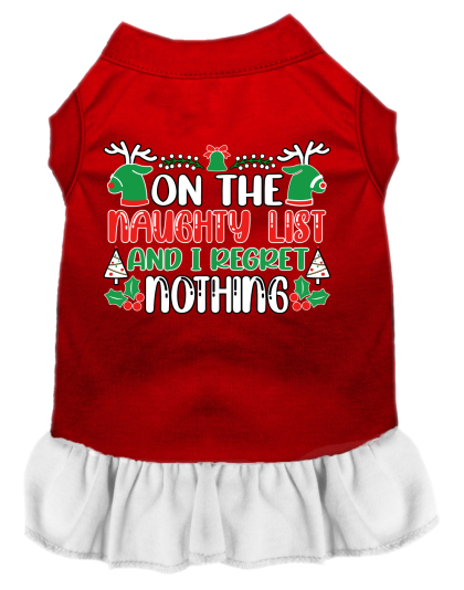 I Regret Nothing Screen Print Dog Dress Red with White Size XS