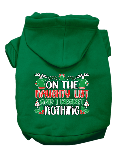 I Regret Nothing Screen Print Dog Hoodie Emerald Green Size XS