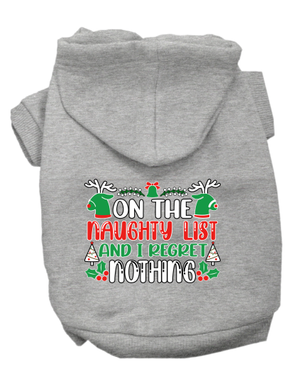 I Regret Nothing Screen Print Dog Hoodie Grey Size XS